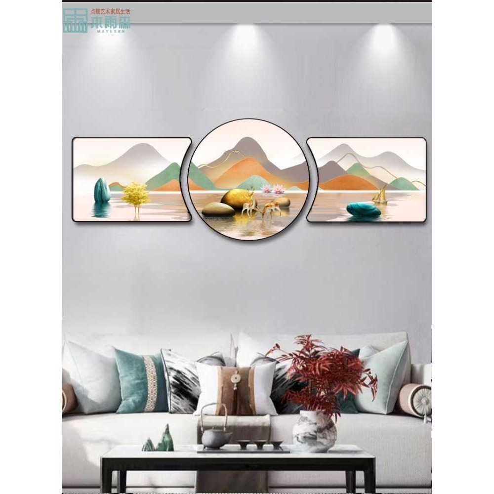 新款直销客厅装饰画2023新款三联挂画现代轻奢大气沙发背景墙晶瓷,家居饰品,现代装饰画,淘宝优惠券,粉丝福利购,淘宝优惠卷