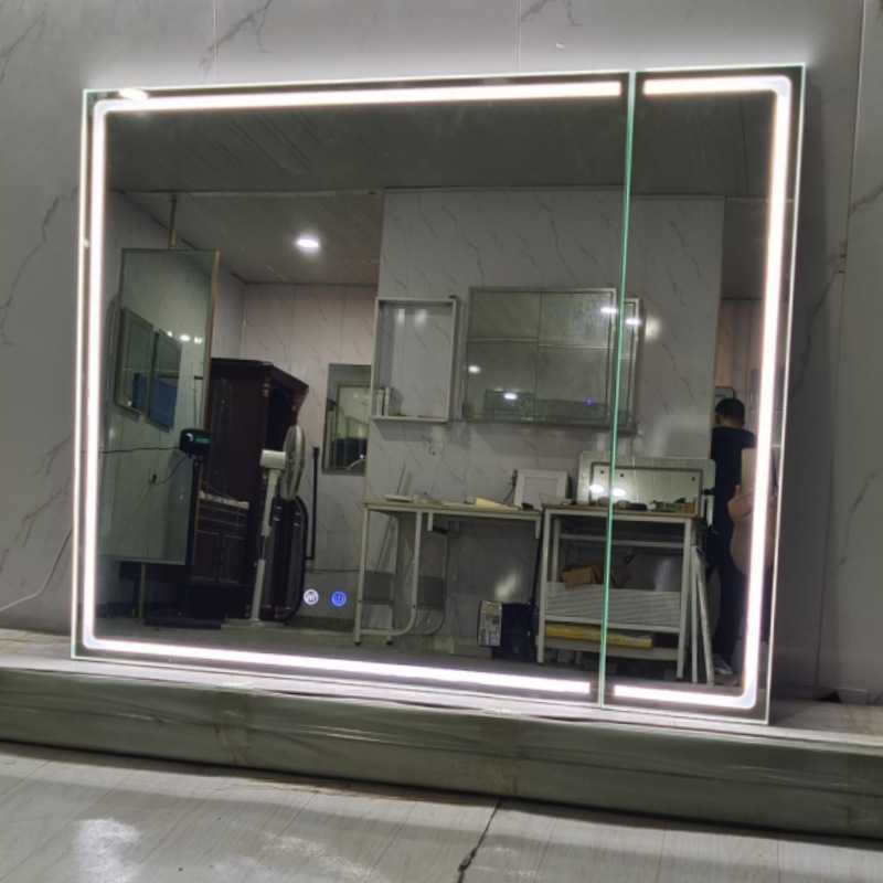 新款直销浴室镜窄边镜柜门扇触摸屏开关带LED灯光 除雾智能一体镜