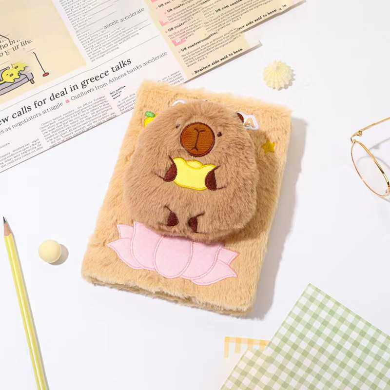 新款直销呆萌可爱卡皮巴拉A5毛绒手账本儿童学生笔记本文具学生礼,文具电教/文化用品/商务用品,手帐/日程本/计划本,淘宝优惠券,粉丝福利购,淘宝优惠卷