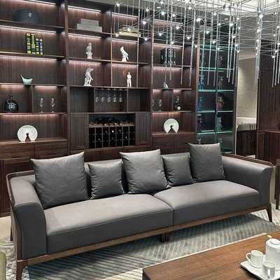 新款直销实木沙发新中式北美黑胡桃木意式沙发组合现代高端别墅大