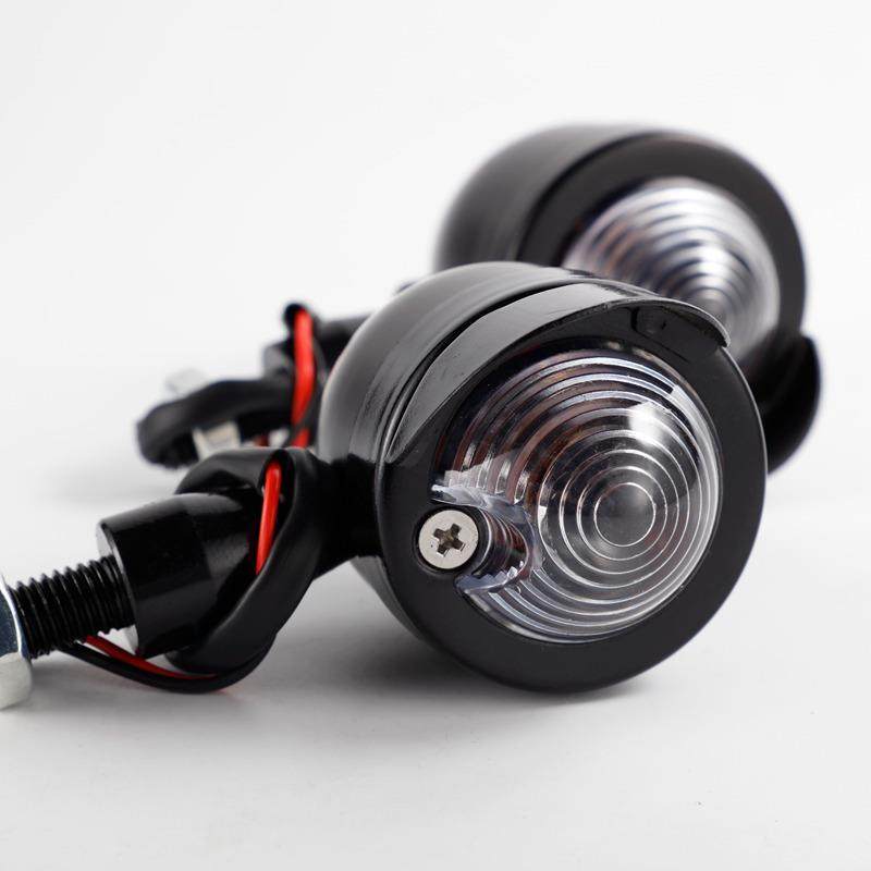 新款直销摩托车配件 带帽转向灯改装复古金属壳通用转向灯转弯灯