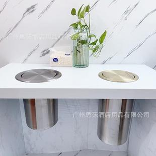 新款直销方形台面盖子不锈钢嵌入式台面垃圾桶盖圆形洗手间台面盖
