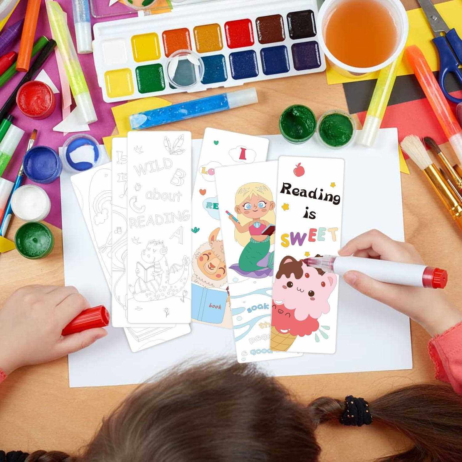 新款直销跨境亚马逊新款儿童阅读书签学生可涂色diy纸质书签卡片,文具电教/文化用品/商务用品,书签,淘宝优惠券,粉丝福利购,淘宝优惠卷