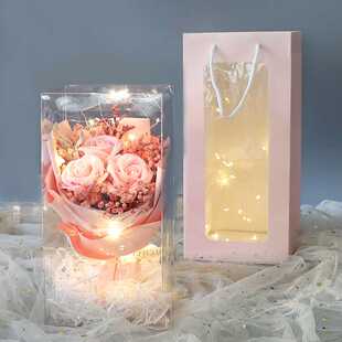 新款直销情人节干花满天星向日葵花束礼盒礼物摆件玫瑰花香皂花母