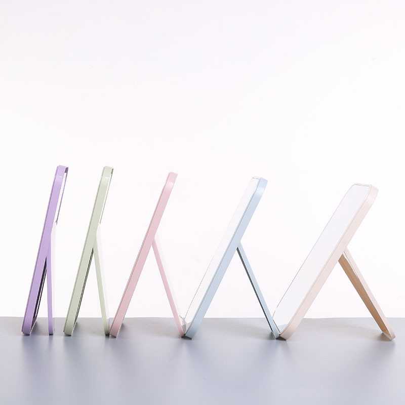 新款直销高清单面化妆镜台式塑料多彩梳妆镜折叠便携大号方形公主