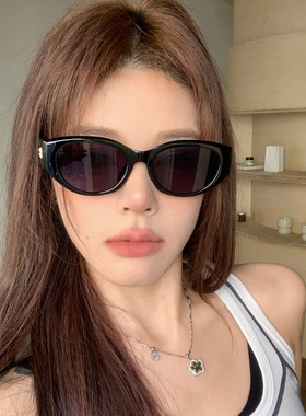 复古黑色猫眼墨镜女高级感方圆脸