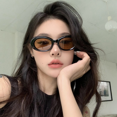 复古椭圆茶色gm墨镜女辣妹近视可配度数2024新款高级感小脸太阳镜