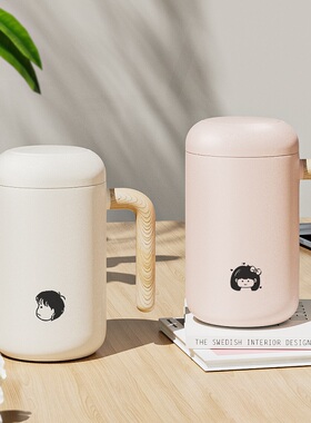 保温杯女陶瓷内胆316不锈钢带手柄茶水分离泡茶杯男办公室水杯子