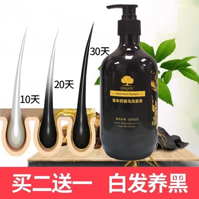 草本何首乌洗发水白头发养黑白转黑草本植物滋养防脱发营养洗发露