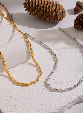 小众个性不锈钢几何毛衣链