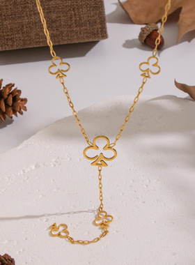 欧美小众梅花流苏项链