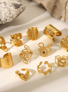 欧美不规则爱心开口戒指