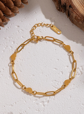 欧美简约爱心回形针手链