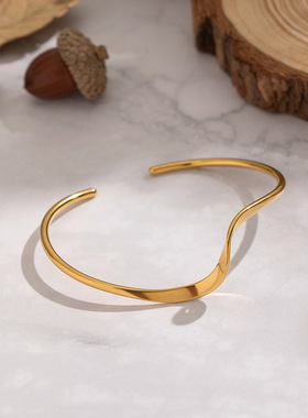 欧美几何曲线不锈钢手镯
