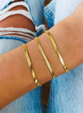 欧美钛钢镀金刀片手链