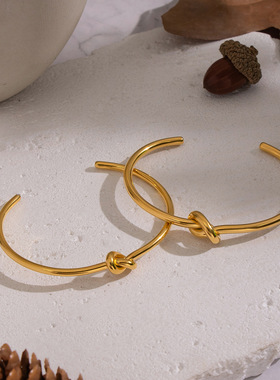 欧美几何扭结不锈钢手镯