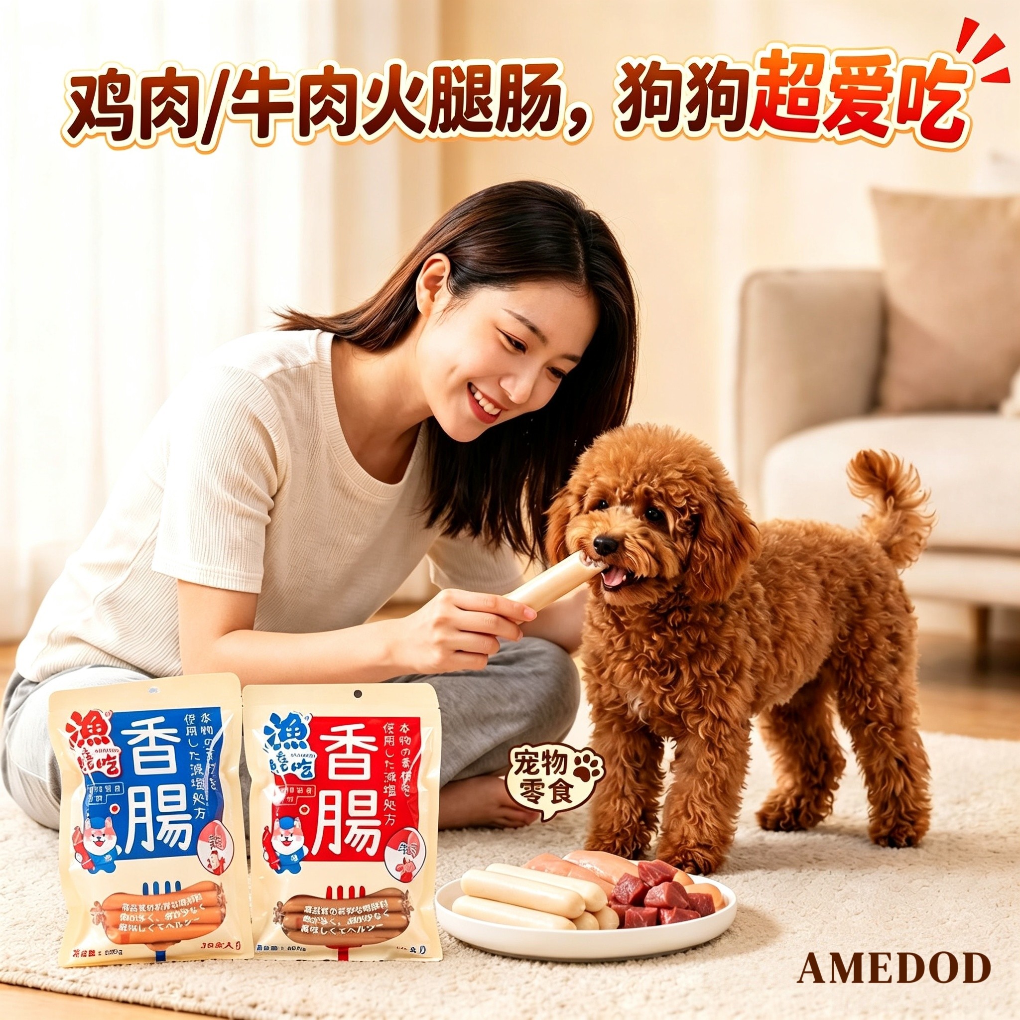 渔晓吃狗狗火腿肠450g补钙成狗火腿肠/香肠