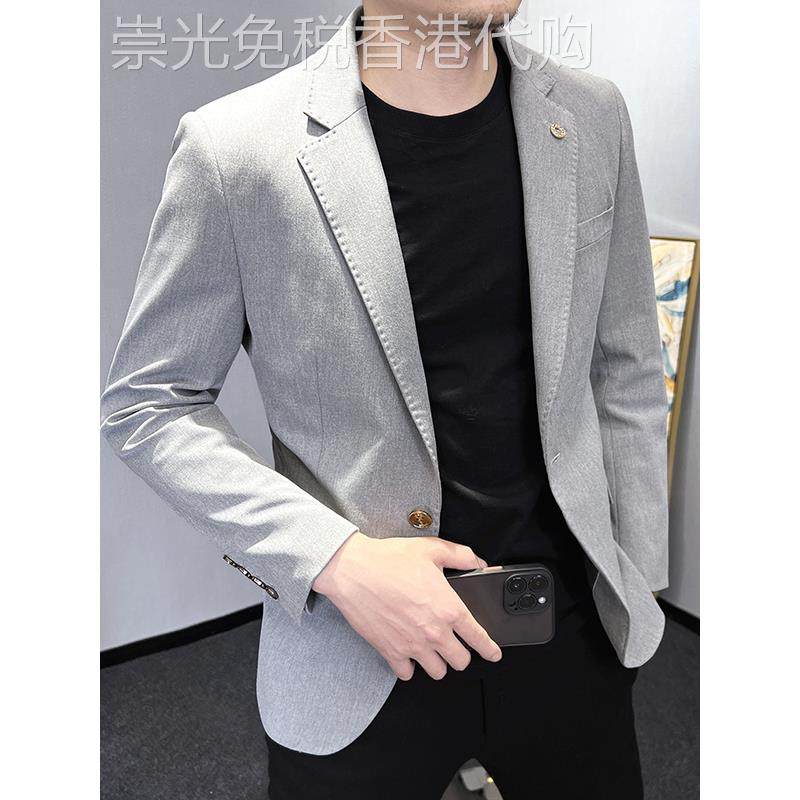 潮牌休闲小西装外套男春秋韩版修身英伦风单西高级感痞帅西服上衣