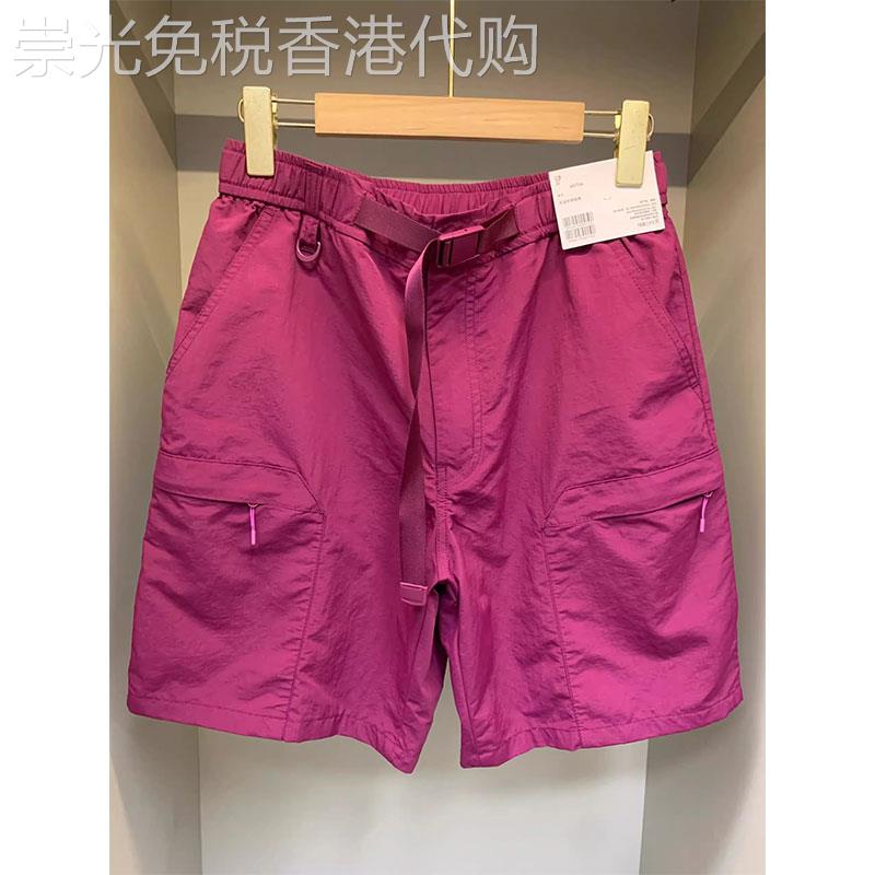 玫红色工装短裤女夏季薄款速干休闲裤宽松显瘦高腰运动五分裤中裤