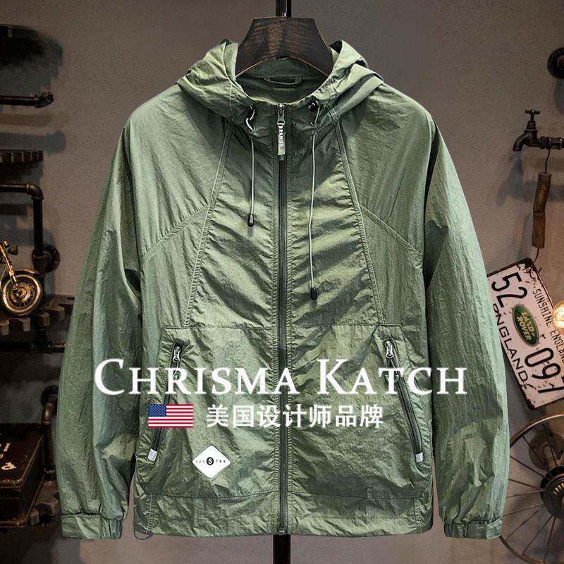 出口美国Chrisma Katch~户外冰丝连帽防晒服轻薄速干休闲外套