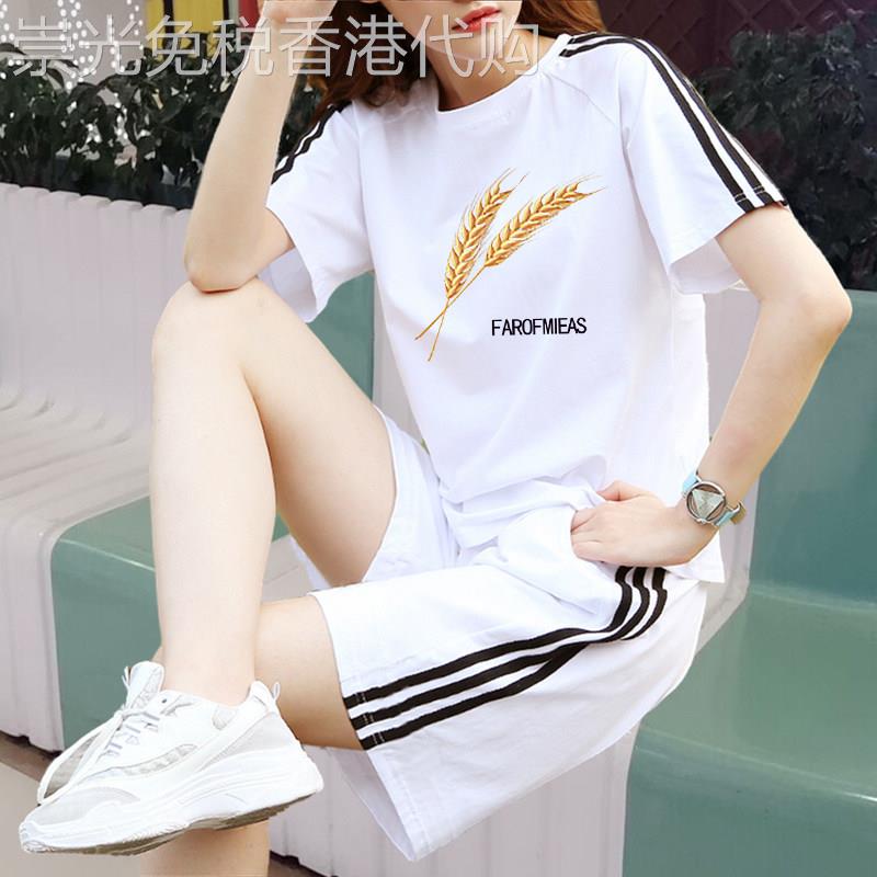 中年妈妈纯棉短袖短裤速干运动套装女士夏季薄款宽松大码两件套