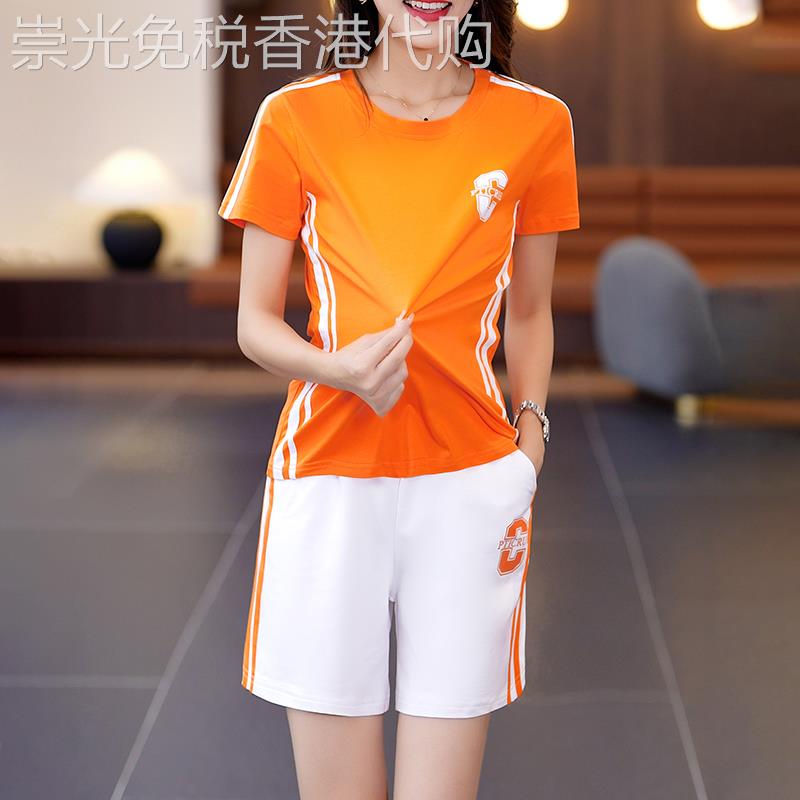 纯棉短袖短裤运动服套装女2026年夏季跑步夏装搭配一整套大尺码休