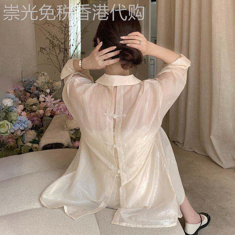 天丝上衣防晒衣薄款夏季衬衫2026年新款韩版百搭吊带外搭配衬衫女