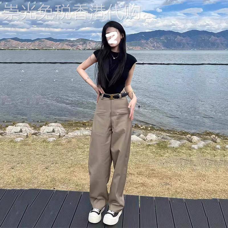 卡其色工装裤女春夏2025新款时尚窄版香蕉裤直筒显瘦阔腿休闲裤子