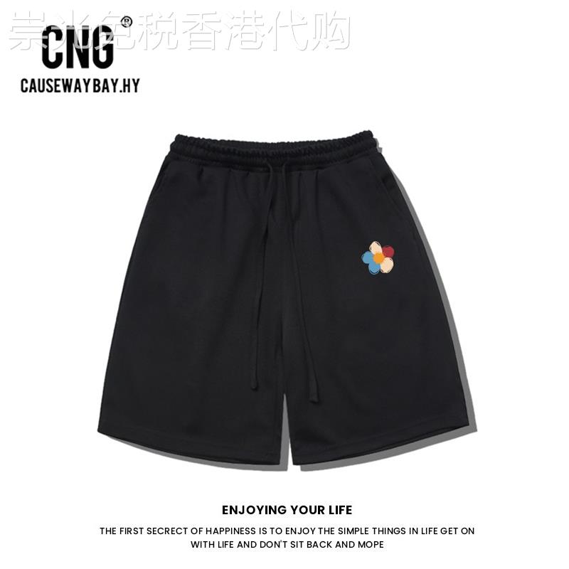 香港潮牌四色小花潮流短裤男美式运动宽松直筒夏季透气五分裤简约