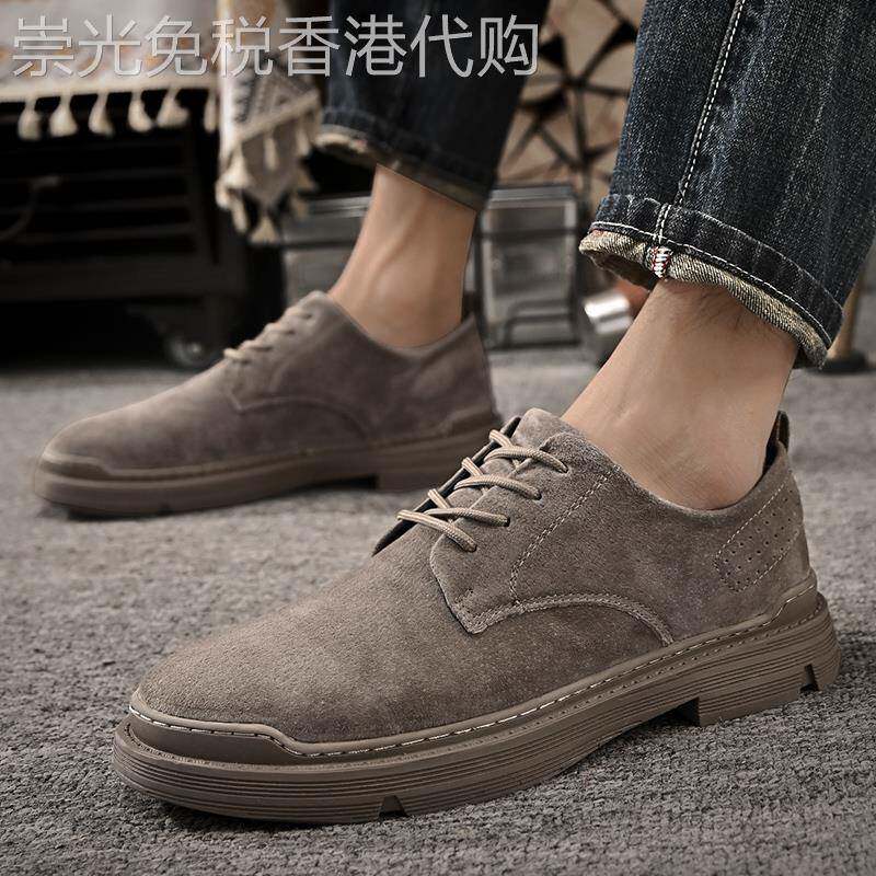 男鞋秋季新款英伦潮流覆古真皮运动工装休闲 短靴低帮磨砂皮马丁