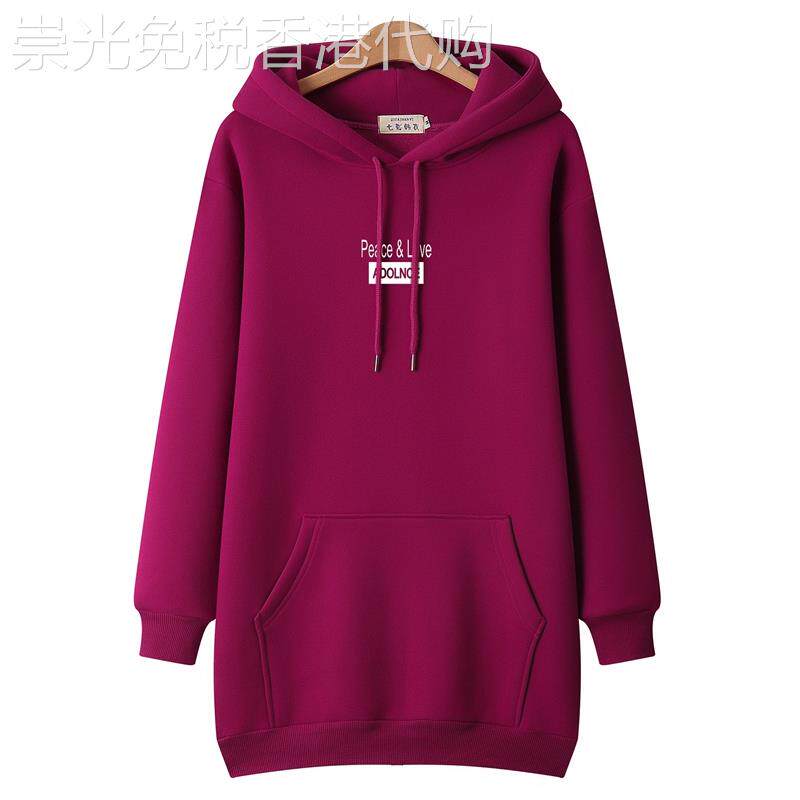 潮牌大码中长款加绒卫衣女2025秋冬新款长袖胖mm套头宽松外套