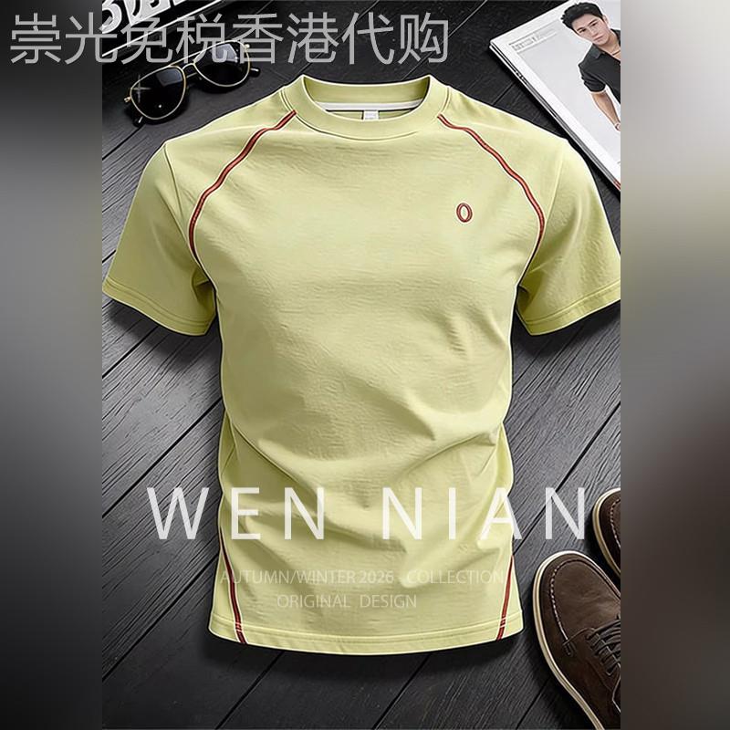 韩国WEN NIAN高级感速干短袖t恤男2026夏季新款薄款户外运动上衣