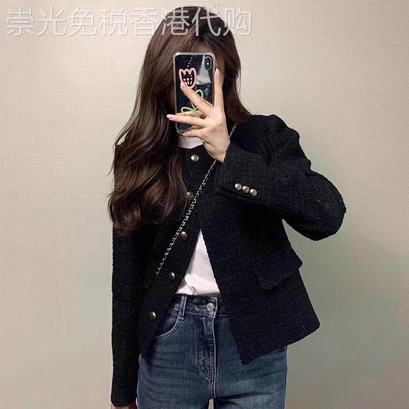 日系高级感黑色厚外套女春秋新款爆款穿搭法式小香名媛风短款夹克