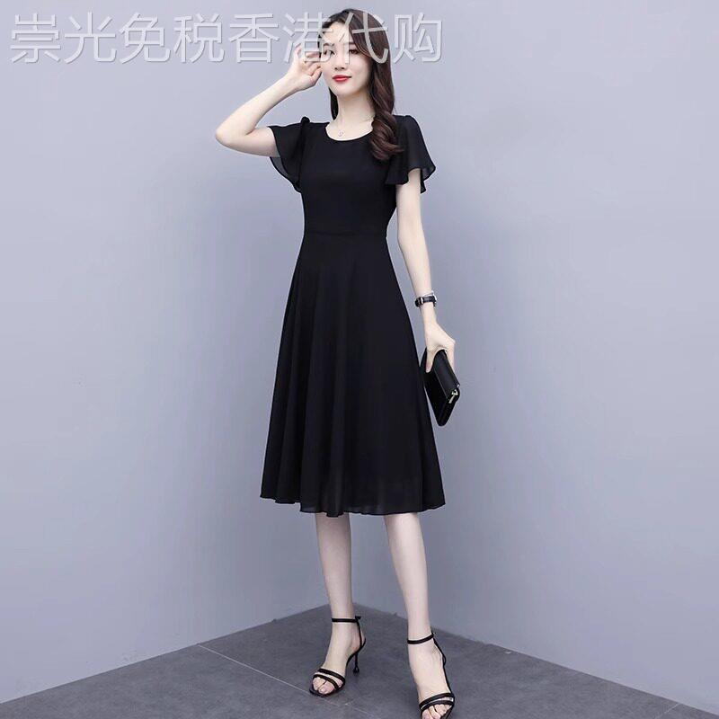胖mm遮肉显瘦雪纺洋装女夏季2025新款韩版大尺码短袖时尚气质长裙
