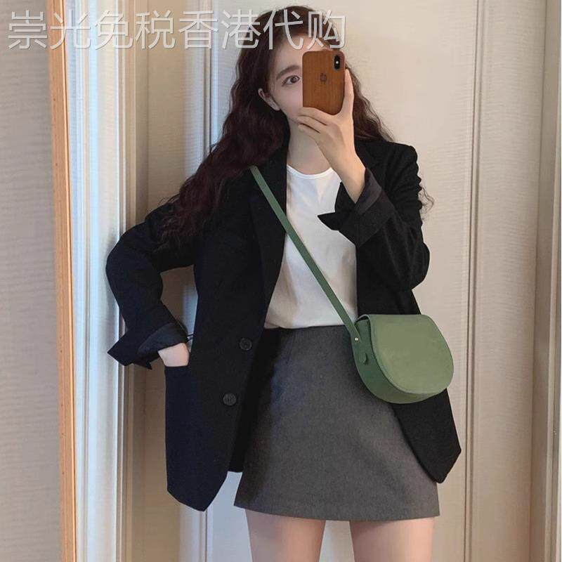 日系黑色西装外套女春秋2025新款百搭设计感小众小个子小西服上衣