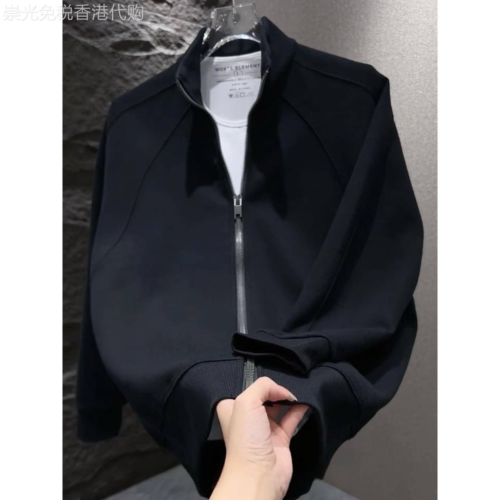 VIRRI CIAGA！秋季外套高级感纯色拉炼立领卫衣重磅痞帅潮牌上衣