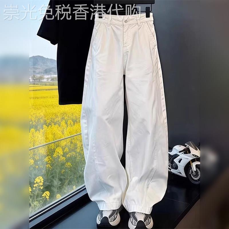 潮牌美式阔腿牛仔裤男士2026夏季新款潮流宽松痞帅百搭运动休闲裤