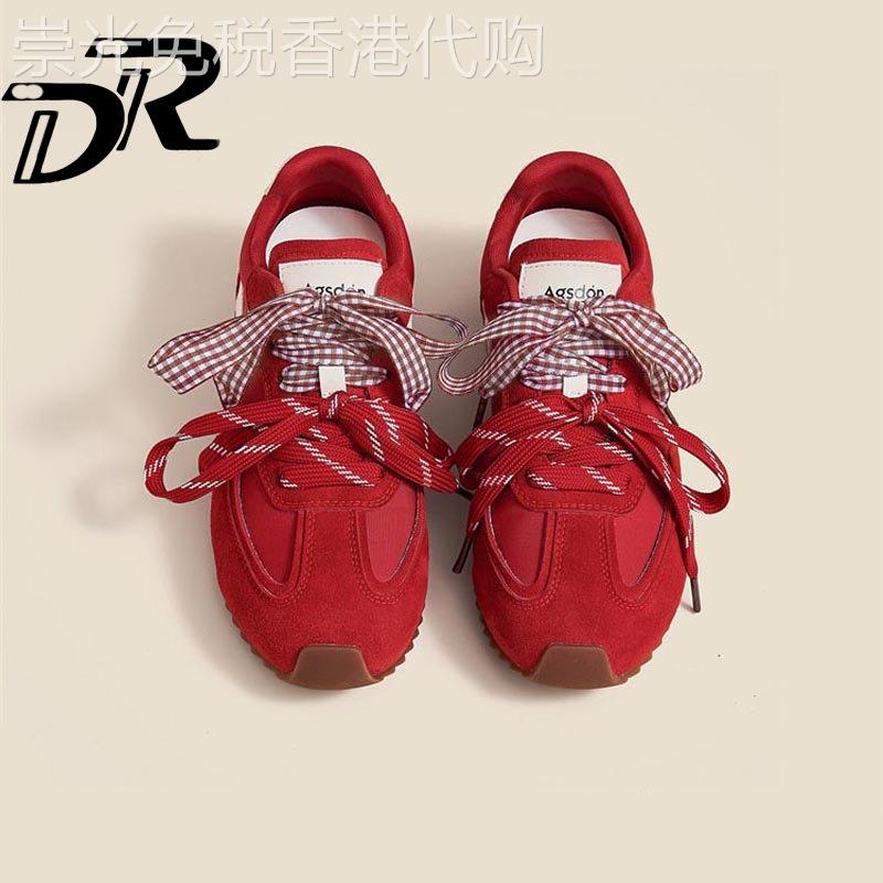 DR复古增高鞋子新年红色德训鞋2026春夏厚底休闲鞋运动阿甘鞋女鞋