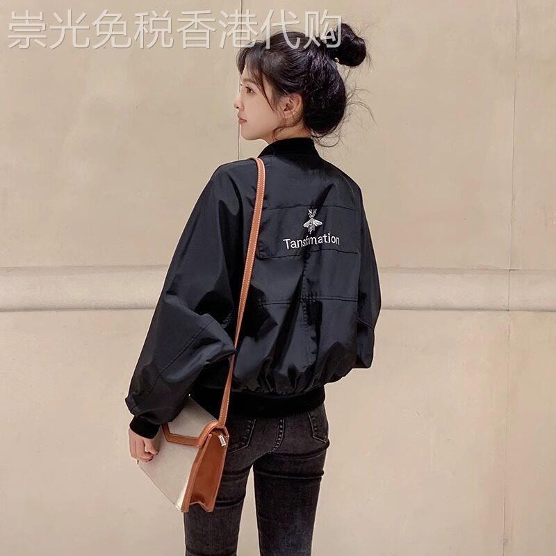 黑色刺绣棒球服女春秋2026年新款韩版休闲百搭小个子短款夹克外套