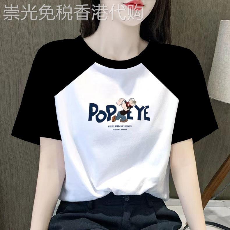 韩国短袖t恤女2026夏季新款圆领印花洋气撞色宽松棉质体恤上衣潮