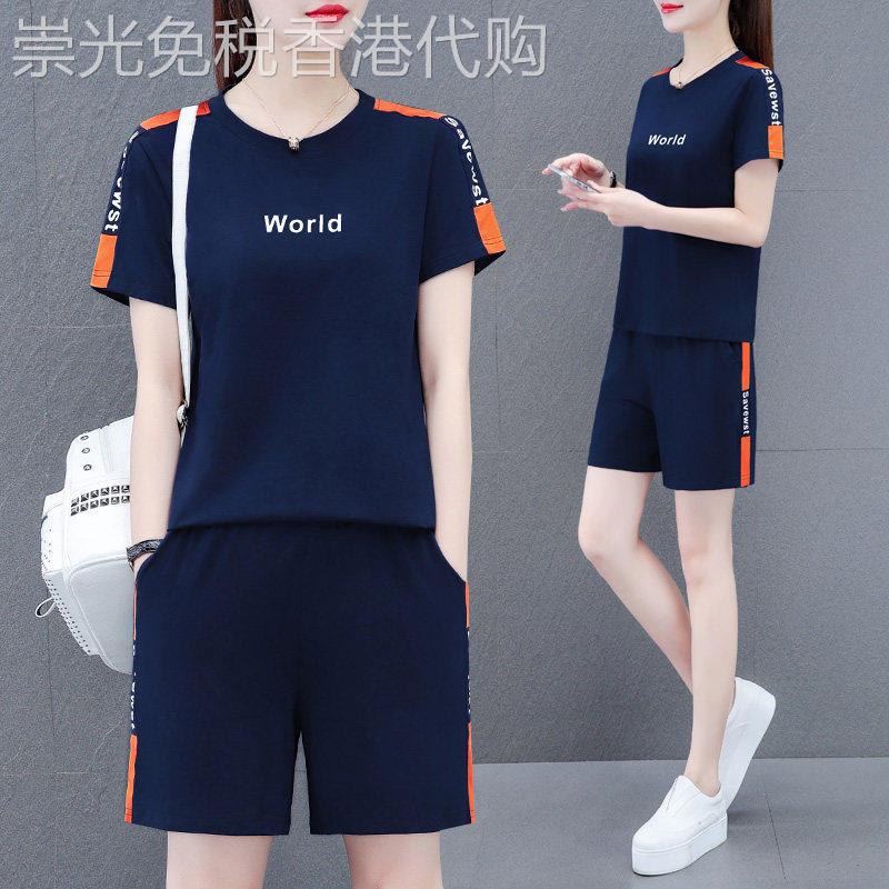 韩国夏季短袖短裤运动套装女2026新款中年妈妈夏装宽松洋派两件套