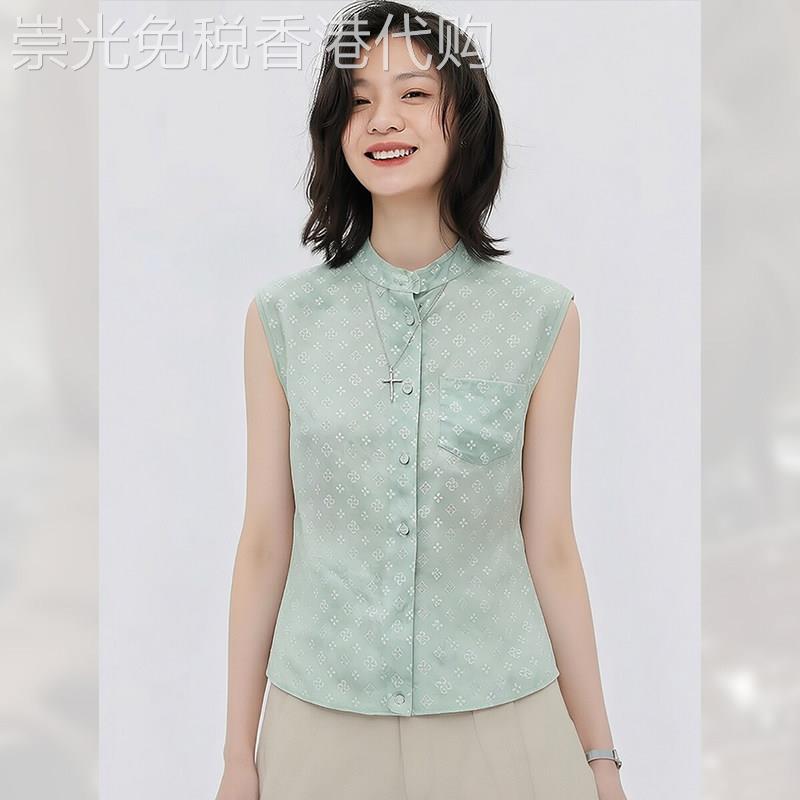绝美时尚立领印花无袖背心上衣女夏季2026年新款漂亮衬衫减龄小衫