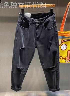 Madness Mdns Clot 2025新款男裤子春秋季黑色弹力宽松破洞牛仔裤