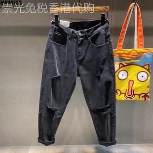 Madness Mdns Clot 2025新款男裤子春秋季黑色弹力宽松破洞牛仔裤