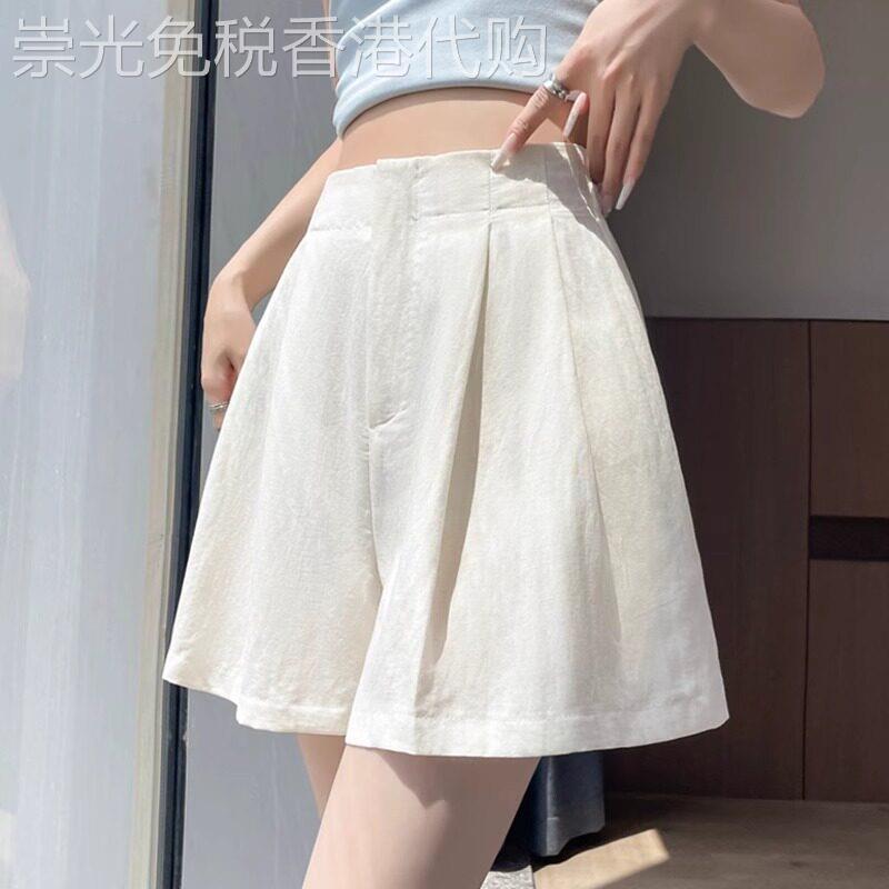 2026年新款白色阔腿短裤女夏季薄款a字休闲裤高腰收腹五分裤裙