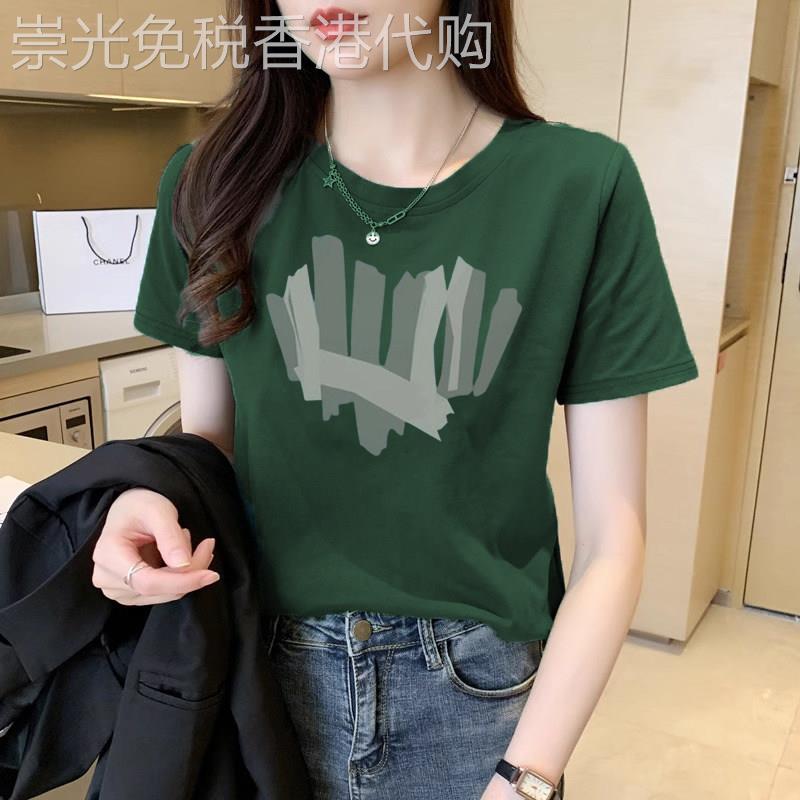 纯棉短袖t恤女2026夏季新款时尚印花半袖T恤大尺码上衣胖mm高级感