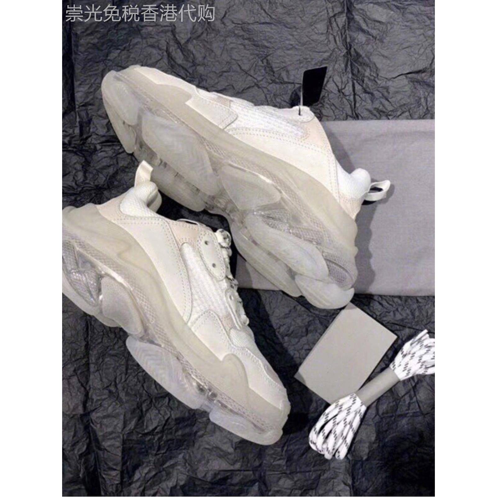 运动休闲厚底透明底老爹鞋女款2025新款爆款增高百搭小白鞋春夏季