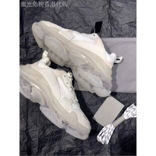 运动休闲厚底透明底老爹鞋女款2025新款爆款增高百搭小白鞋春夏季