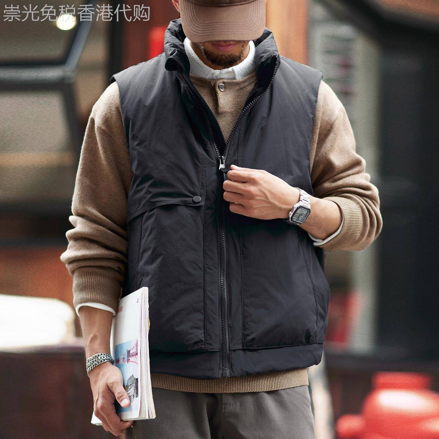 Madness Mdns Wruei美式潮牌2025秋冬立领羽绒马甲保暖背心外套男