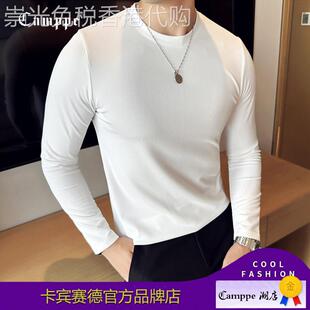 品牌潮流个性男款打底衫长袖t恤春秋圆领潮牌帅气套头休闲上衣服